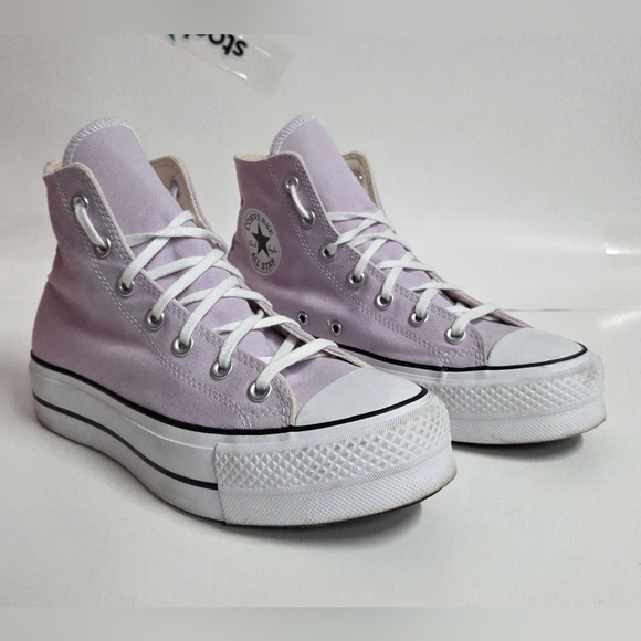 Converse High-Top Platform Sneakers in Soft Lavender Womens Size 8 US - Picture 2 of 9